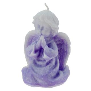 Svíčka klečící anděl fialový  9,5 cm (Soška modlícího se andílka z vosku)