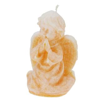 Svíčka klečící anděl oranžový  9,5 cm (Soška modlícího se andílka z vosku)
