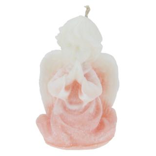 Svíčka klečící anděl růžový  9,5 cm (Soška modlícího se andílka z vosku)