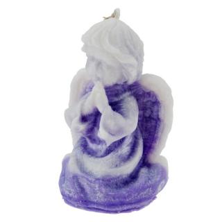 Svíčka klečící anděl tmavě fialový  9,5 cm (Soška modlícího se andílka z vosku)