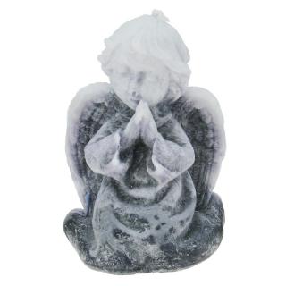 Svíčka klečící anděl tmavě šedý  9,5 cm (Soška modlícího se andílka z vosku)