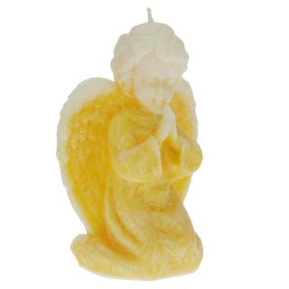 Svíčka klečící anděl žlutý 15 cm (Soška modlícího se andílka z vosku)