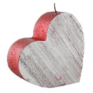 Svíčka Srdíčko červeno-stříbrné 12,5 cm (Svíčka ve tvaru srdce)
