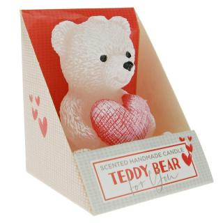 Svíčka Teddy bear bílý 7 cm (Ručně malovaná vonící svíčka)