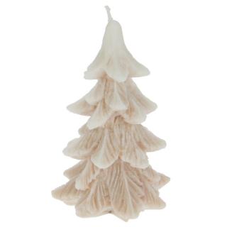 Svíčka vánoční stromek béžový 14 cm (Svíčka ve tvaru vánočního stromku)
