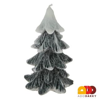 Svíčka vánoční stromek černo-bílý 14 cm (Svíčka ve tvaru vánočního stromku)