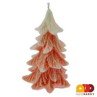 Svíčka vánoční stromek lososový 14 cm (Svíčka ve tvaru vánočního stromku)