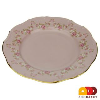 Talířek růžový porcelán  Ø 15,5 cm (Talíř dekorovaný z růžového porcelánu)
