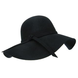Tmavě modrý plstěný klobouk (Dámský klobouk s širokou krempou)