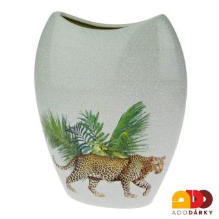 Váza baňatá 21 cm Gepard (Porcelánová váza s obrázkem geparda)