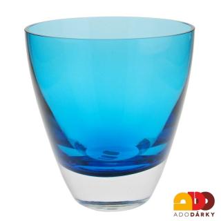 Váza kulatá modrá 17,5 cm (Skleněná modrá váza)