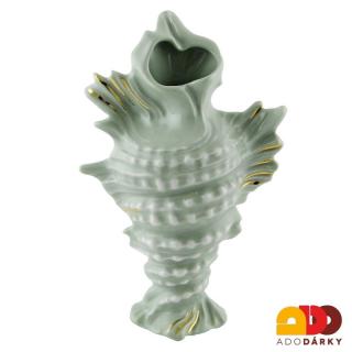 Váza lastura 25 cm (Zelená váza z porcelánu)