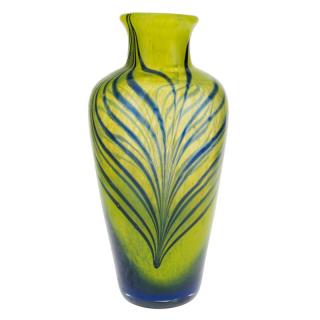 Váza s kapradinou 28 cm (Skleněná váza žlutá)