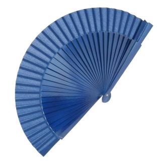 Vějíř dřevěný modrý 42 cm (Dámský vějíř do ruky jednobarevný)