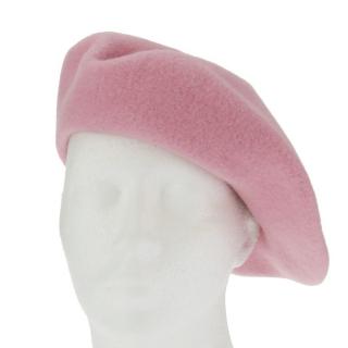 Vlněný baret jasně růžový (Dámský zimní baret 11 palců)