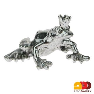 Žába s korunkou ve stříbrné barvě 9 cm (Soška žáby )