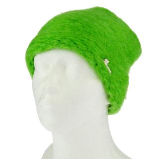 Zimní čepice chlupatá zelená (Dámská zimní čepice jednobarevná)