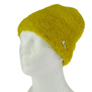 Zimní čepice chlupatá žlutá (Dámská zimní čepice jednobarevná)