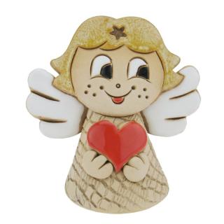 Zvonek anděl se srdcem 8 cm (Keramický zvonek andílek se srdíčkem)