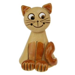 Zvonek kočka hnědá 7,5 cm (Keramický zvonek s kočičkou)