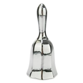 Zvonek z porcelánu stříbrné barvy 15 cm (Stříbrný zvonek z porcelánu)