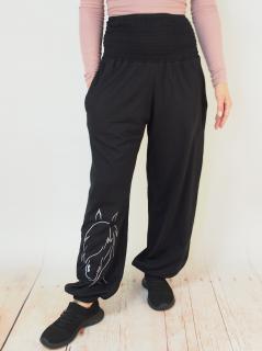 Kalhoty šedý kůň černé (délka až 112, pas až 130cm) XL/XXL