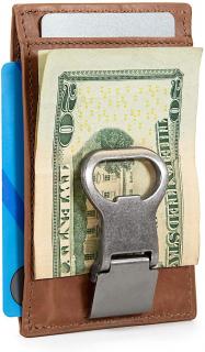 Ultra slim RFID kožená peněženka s otvírákem a klipem na bankovky