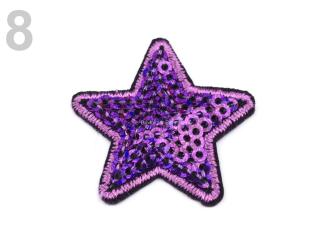 Nažehlovačka s flitry STAR ?35mm - purpura