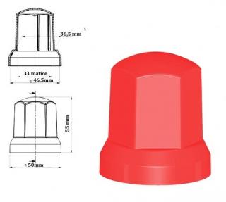 Kryt šroubů kol 33  dlouhý - ČERVENÝ plast