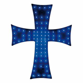 Světelný kříž 81LED - modrý