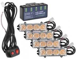 Světlo výstražné LED oranžové set 4ks