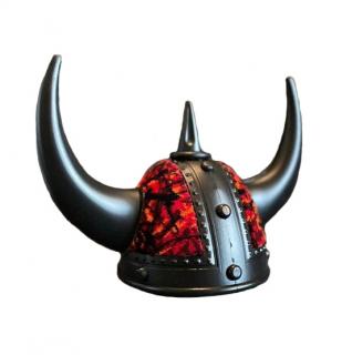 Vikingská helma - DÁNSKÁ PLYŠ ČERVENÁ