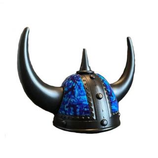 Vikingská helma - DÁNSKÁ PLYŠ MODRÁ