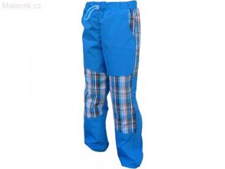 Dětské kalhoty Fantom letní - Modré s modro-oranžovou kostkou