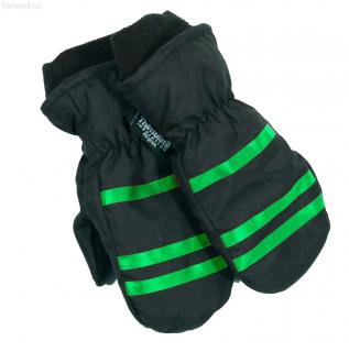 Dětské palcové rukavice do gumy s nápletem, zelené proužky