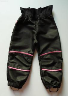Dětské šusťákové kalhoty – černo-malinové