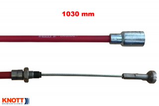 Lanovod brzdový zpevněný KNOTT 1030/1220mm, rychlomont. s čočkou, červený (Lanovod brzdový zpevněný KNOTT 1030/1220mm, rychlomont. s čočkou, červený)