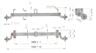 Náprava AL-KO UBR 700-5 (750 kg) a=1000 mm, 100x4, OPTIMA, zvýšené patky,střed. (Náprava AL-KO UBR 700-5 (750 kg) a=1000 mm, 100x4, OPTIMA, zvýšené patky,střed. držák)