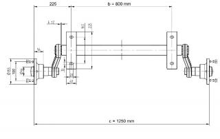 Náprava KNOTT VG 7-L (750 kg) b=800 mm,c=1250 mm, 100x4, nízké patky (Náprava KNOTT VG 7-L (750 kg) b=800 mm,c=1250 mm, 100x4, nízké patky)