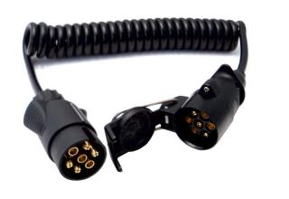 Propojovací kabel o délce 2m spirálový, 1x zástrčka, 1x zásuvka kabelová 7 pól 1 (Propojovací kabel o délce 2m spirálový, 1x zástrčka, 1x zásuvka kabelová 7 pól 12V T)