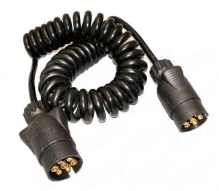Propojovací kabel o délce 2m spirálový, 2x zástrčka 7 pól 12V TESAT (Propojovací kabel o délce 2m spirálový, 2x zástrčka 7 pól 12V TESAT)