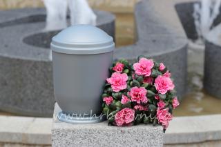 Hřbitovní urna plastová stříbrná bez ozdob