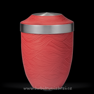Ocelová urna s kamenným povrchem červená