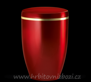 Ocelová urna vínově červená se zlatým páskem