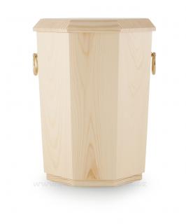 Urna dřevěná borovicová s ozdobnými držátky (Pohřební urna)