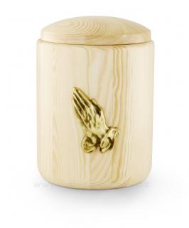 Urna dřevěná borovicové dřevo s dekorem rukou