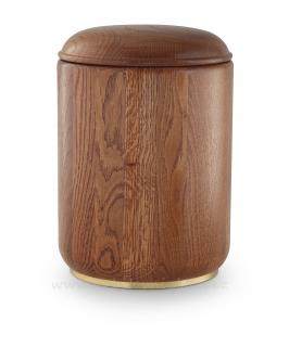 Urna dřevěná dubová s kovovým podstavcem (Pohřební urna)
