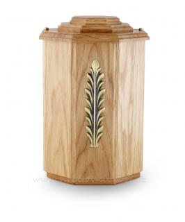 Urna dřevěná dubová s mosazným dekorem