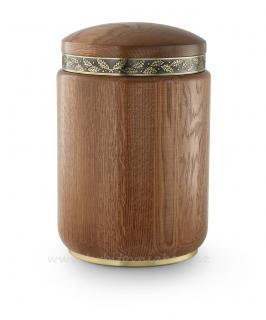 Urna dřevěná dubová s ozdobným páskem