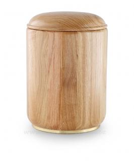 Urna dřevěná dubová světlá s kovovým podstavcem (Pohřební urna)